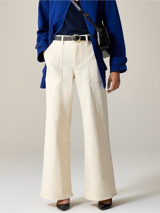 J. Crew Denim - NWT J.Crew Camp Pocket Wide Leg Pants Ecru Cream Denim 29